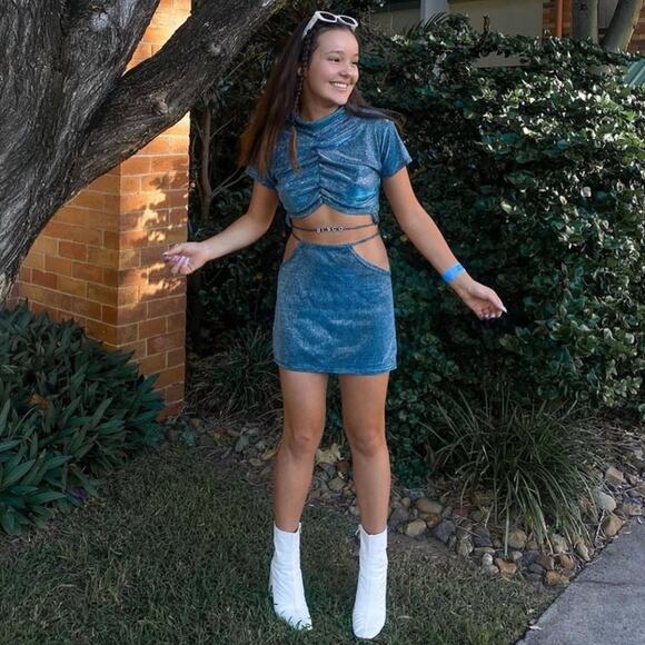 ROXANNA Banks Disco Party Cut Out Sparkly Glam Dress Women's Size Medium NWT - Picture 1 of 12